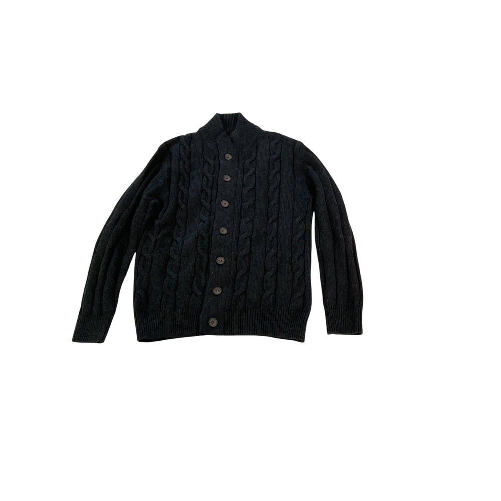 Doppelgänger Boutique Men's Dark Gray Cable Knit Button Down Cardigan Sweater XL